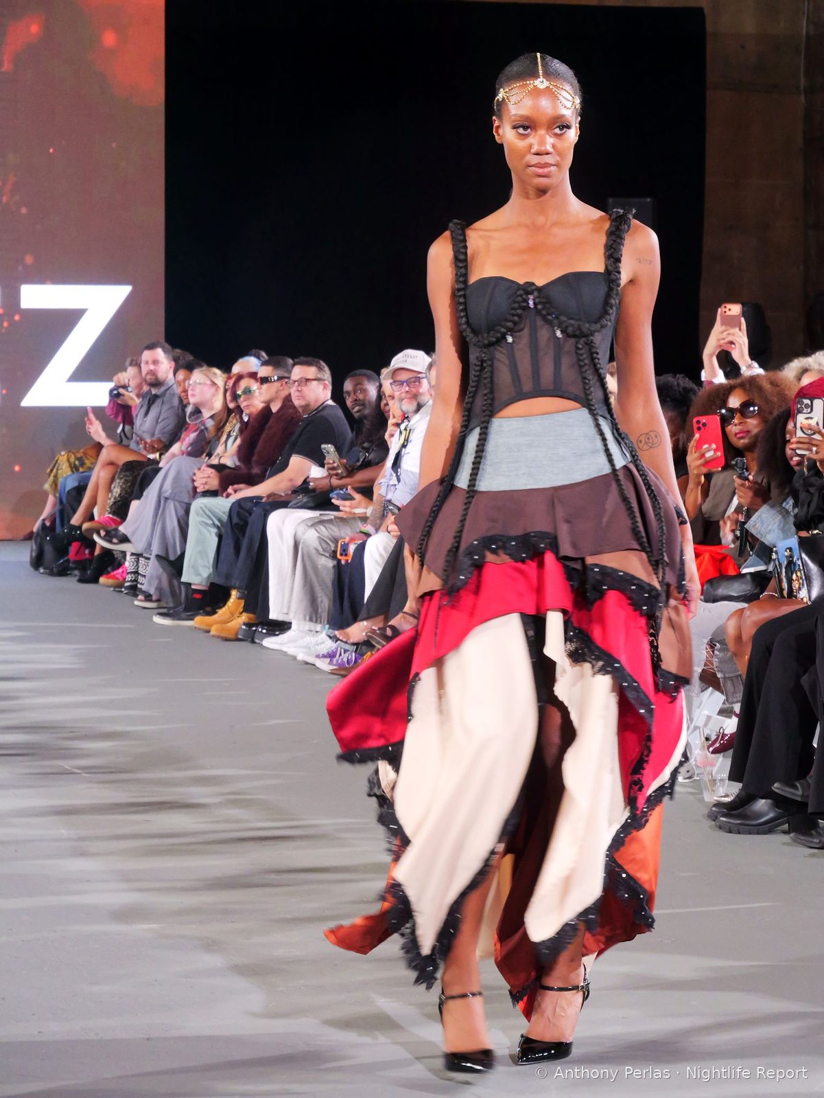 Dimez on the runway at The Bureau LA Fashion Week, Oct 2026 (frame P1000560)