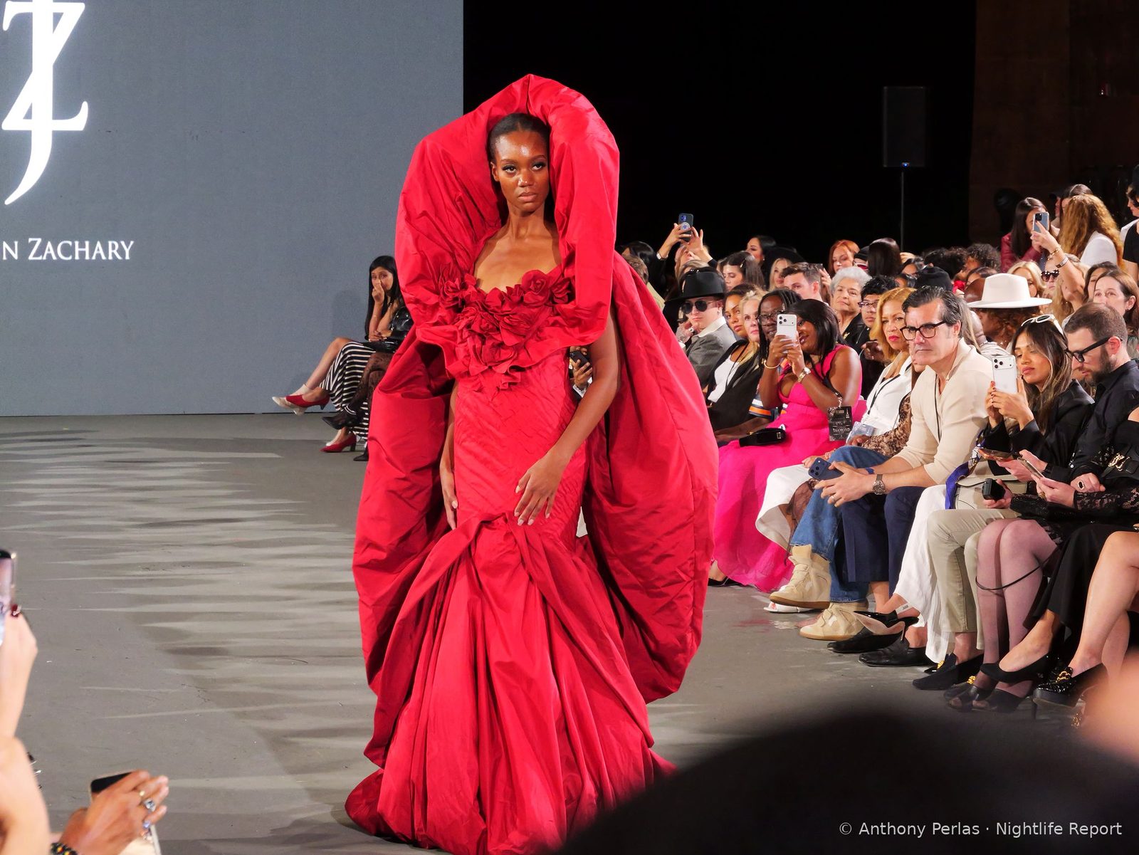 Justin Zachary on the runway at The Bureau LA Fashion Week, Oct 2026 (frame P1000900)