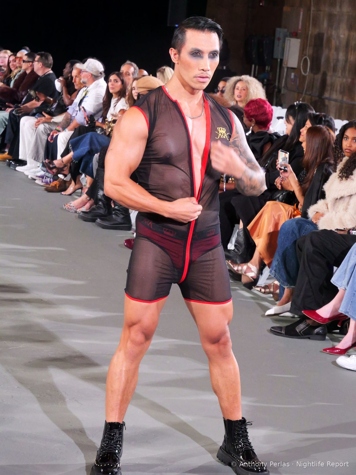Krown Kink on the runway at The Bureau LA Fashion Week, Oct 2026 (frame P1000650)