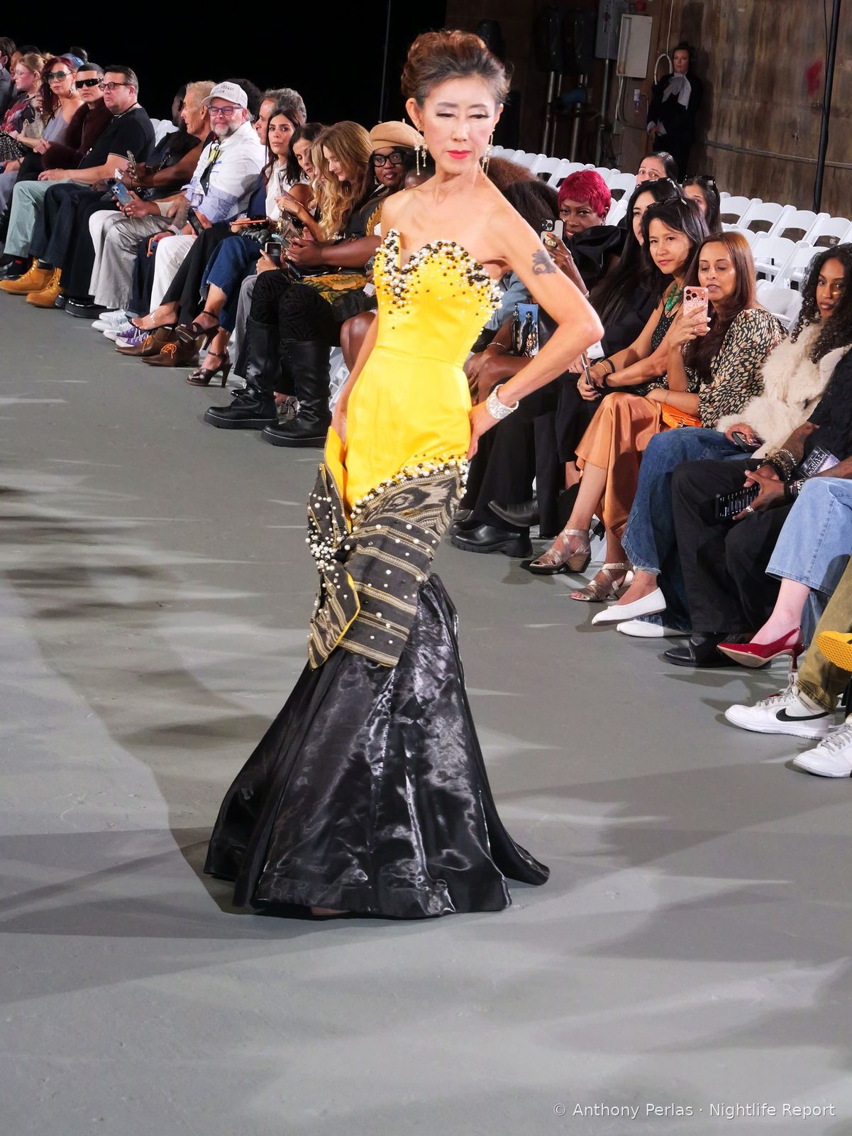 Toshimi Pacumbala on the runway at The Bureau LA Fashion Week, Oct 2026 (frame P1000437)
