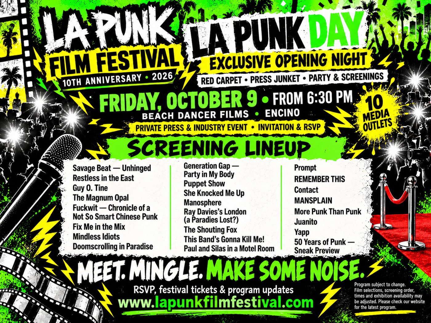 LA Punk Day opening night flyer, Oct 9, Encino