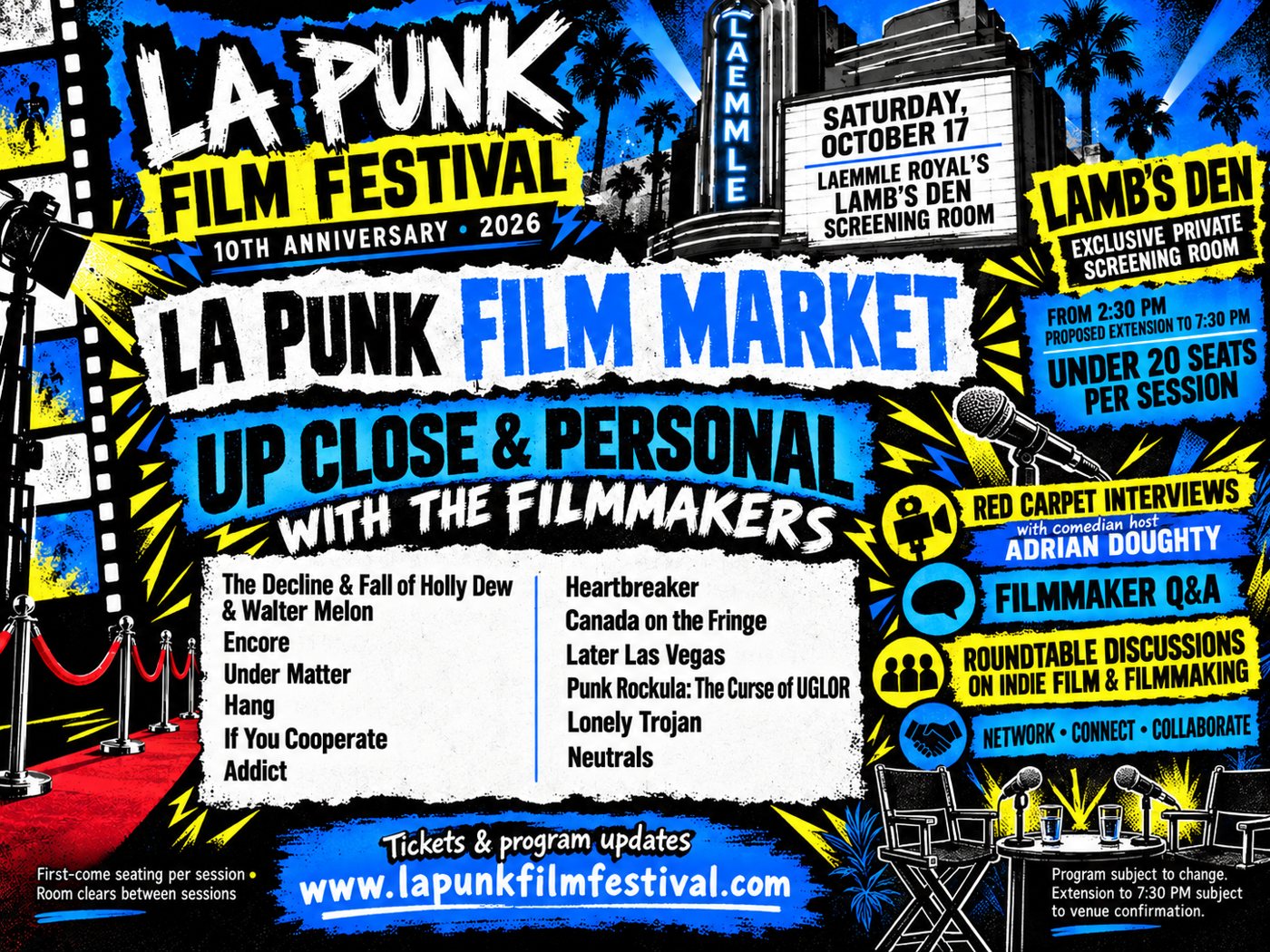 LA Punk Film Market poster, Lamb's Den at Laemmle Royal, Oct 17 2026